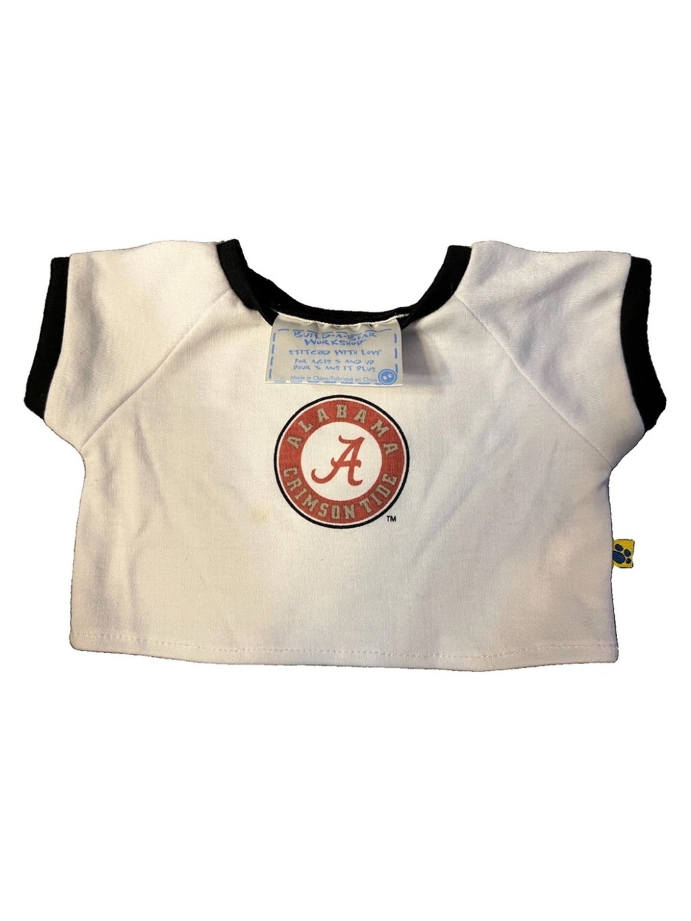 Build A Bear Alabama Crimson Tide Shirt White NCAA Football Tee Shirt RARE HTF
